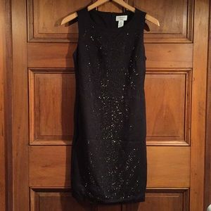 Carmen Marc Valvo Black sequins fitted dress